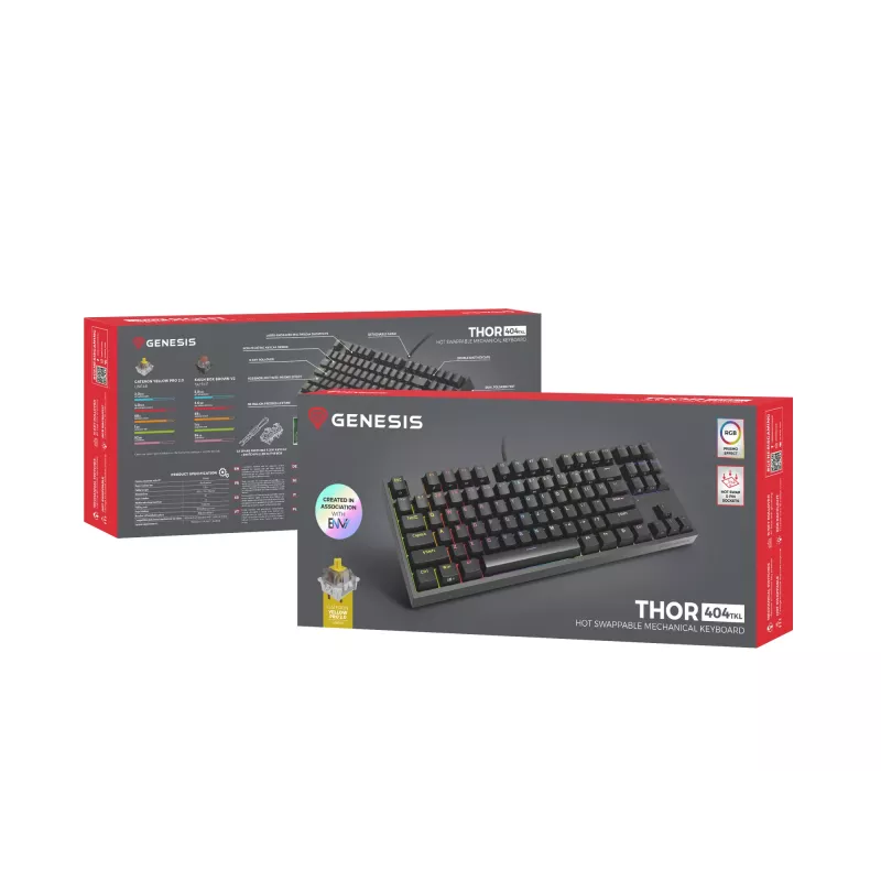 Klawiatura GENESIS Thor 404 TKL do gier USB QWERTY US International Czarna
