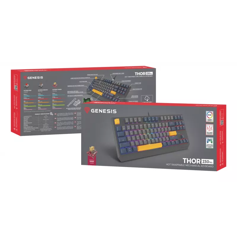 Klawiatura gamingowa GENESIS Thor 230 TKL USB QWERTY angielska niebieska