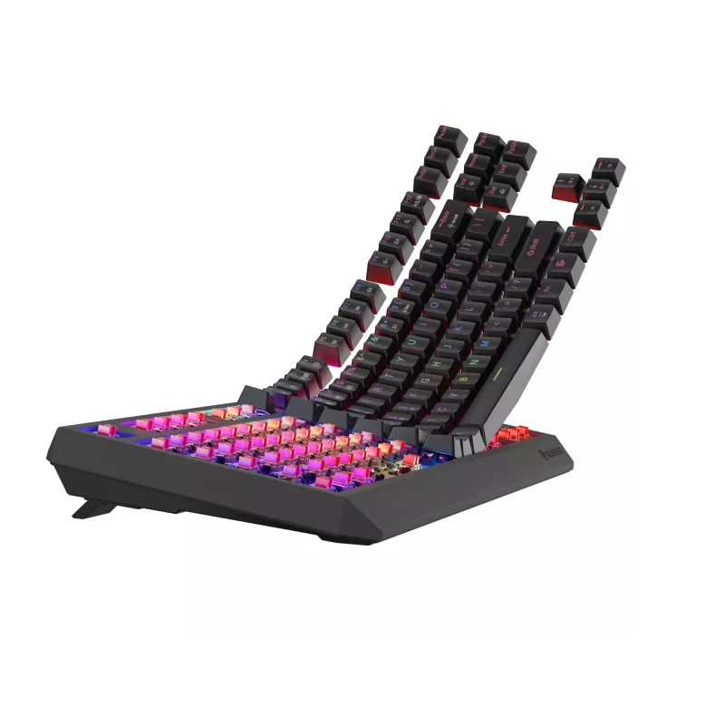 Mechaniczna klawiatura gamingowa bez bloku numerycznego GENESIS Thor 230 TKL — USB, RF Wireless, Bluetooth, 87-klawiszowa QWERTY, Szary