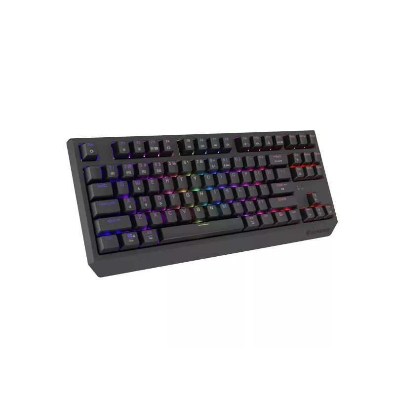 Mechaniczna klawiatura gamingowa bez bloku numerycznego GENESIS Thor 230 TKL — USB, RF Wireless, Bluetooth, 87-klawiszowa QWERTY, Szary