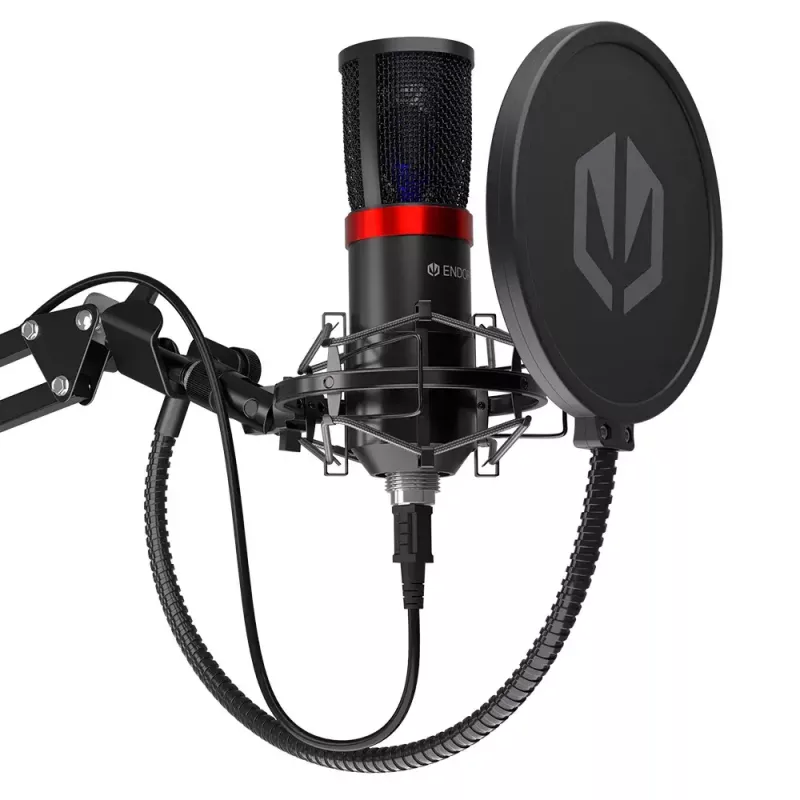 Mikrofon PC ENDORFY Solum Streaming, USB-C przewodowy kardioidalny, 48 kHz/16-bit, 18–21000 Hz, montaż na stole, uchwyt przeciwwstrząsowy i filtr pop