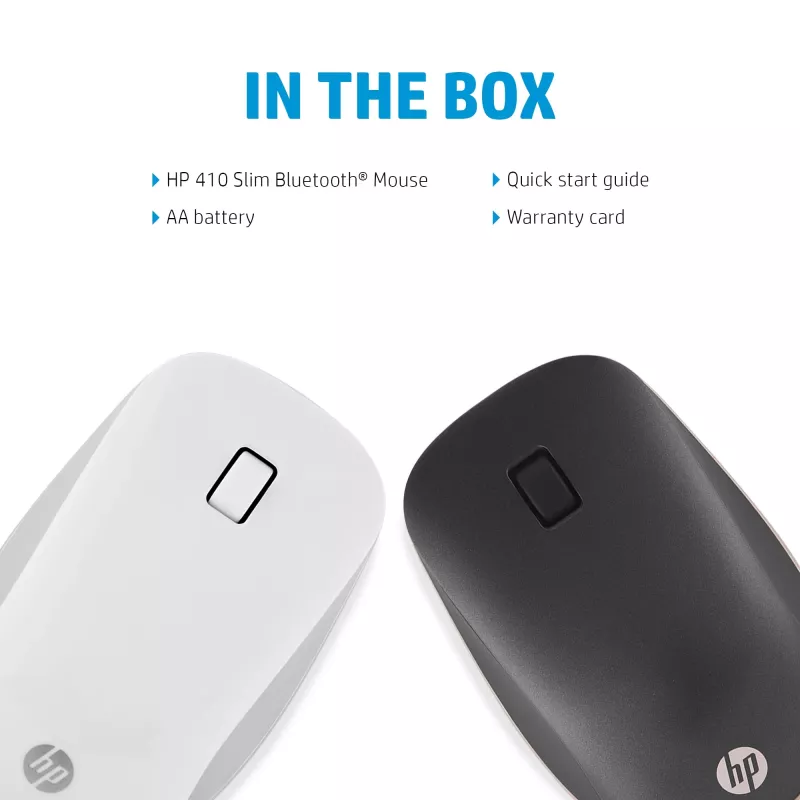 HP 410 cienki srebrny mysz Bluetooth, symetryczna, Bluetooth, 2000 DPI, srebrny