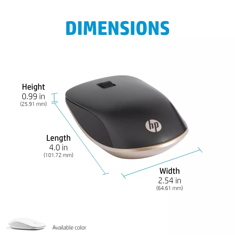 HP 410 cienki srebrny mysz Bluetooth, symetryczna, Bluetooth, 2000 DPI, srebrny