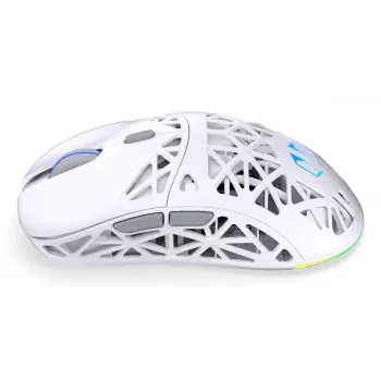 Bezprzewodowa mysz gamingowa ENDORFY LIV Onyx biały — Bluetooth/2,4 GHz, 12000 DPI, symetryczna, podświetlenie aRGB, 6 przycisków, kabel USB-A/USB-C