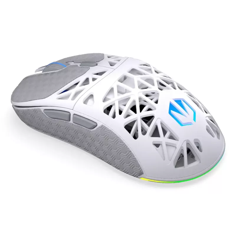 Bezprzewodowa mysz gamingowa ENDORFY LIV Onyx biały — Bluetooth/2,4 GHz, 12000 DPI, symetryczna, podświetlenie aRGB, 6 przycisków, kabel USB-A/USB-C