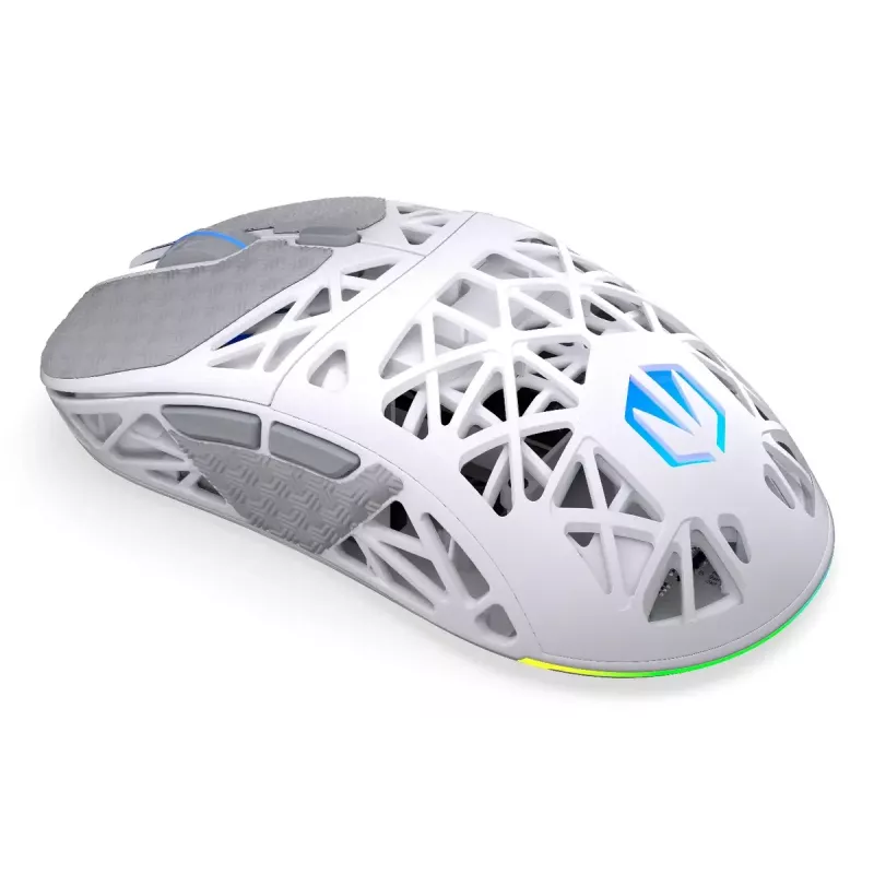 Bezprzewodowa mysz gamingowa ENDORFY LIV Onyx biały — Bluetooth/2,4 GHz, 12000 DPI, symetryczna, podświetlenie aRGB, 6 przycisków, kabel USB-A/USB-C