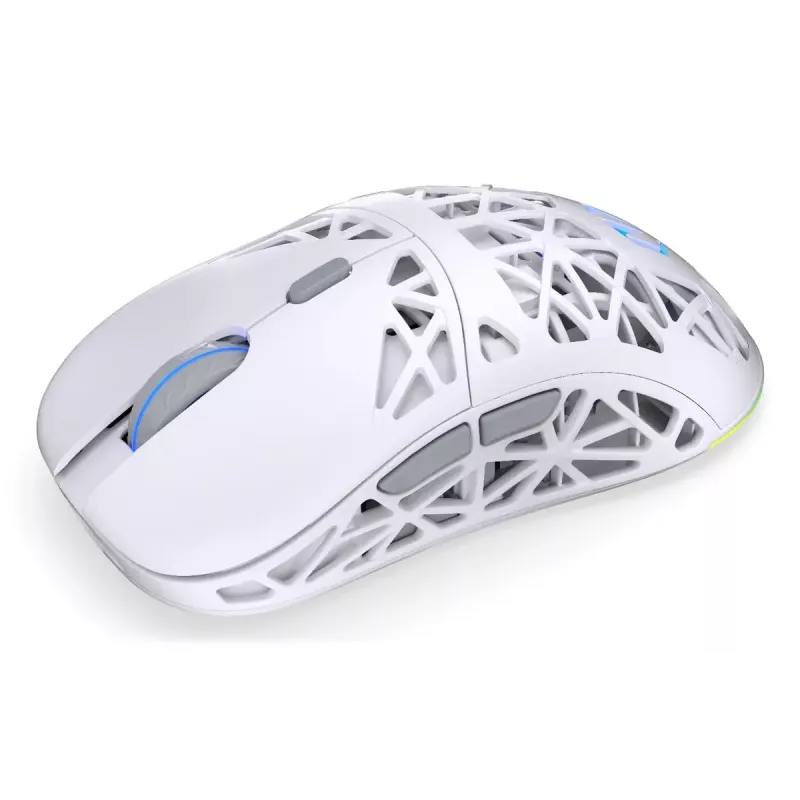 Bezprzewodowa mysz gamingowa ENDORFY LIV Onyx biały — Bluetooth/2,4 GHz, 12000 DPI, symetryczna, podświetlenie aRGB, 6 przycisków, kabel USB-A/USB-C