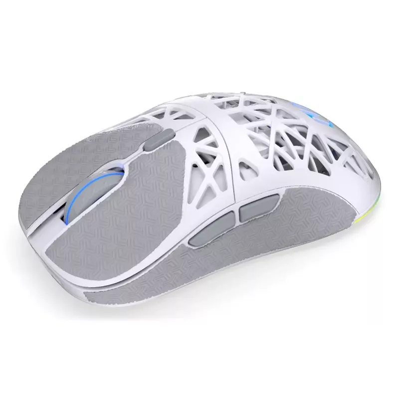 Bezprzewodowa mysz gamingowa ENDORFY LIV Onyx biały — Bluetooth/2,4 GHz, 12000 DPI, symetryczna, podświetlenie aRGB, 6 przycisków, kabel USB-A/USB-C