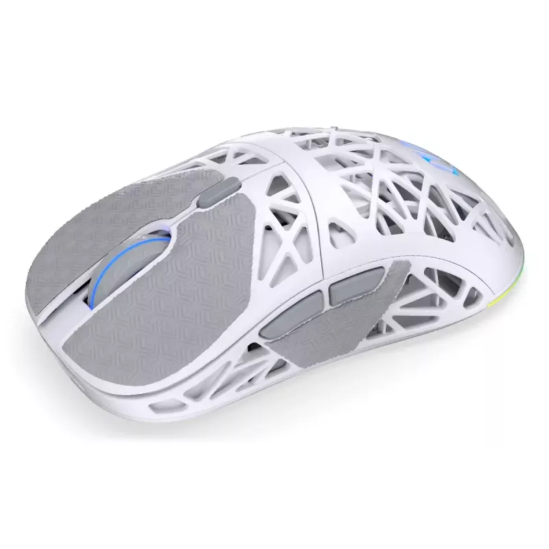 Bezprzewodowa mysz gamingowa ENDORFY LIV Onyx biały — Bluetooth/2,4 GHz, 12000 DPI, symetryczna, podświetlenie aRGB, 6 przycisków, kabel USB-A/USB-C