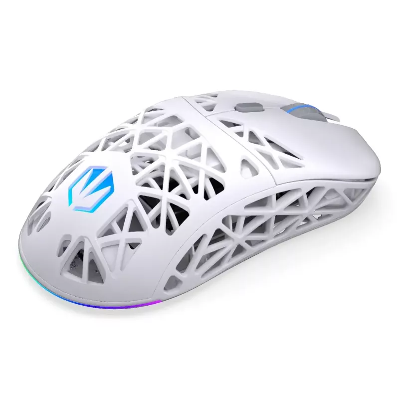 Bezprzewodowa mysz gamingowa ENDORFY LIV Onyx biały — Bluetooth/2,4 GHz, 12000 DPI, symetryczna, podświetlenie aRGB, 6 przycisków, kabel USB-A/USB-C