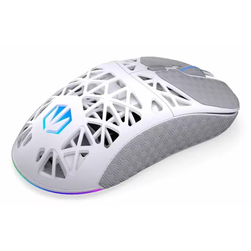 Bezprzewodowa mysz gamingowa ENDORFY LIV Onyx biały — Bluetooth/2,4 GHz, 12000 DPI, symetryczna, podświetlenie aRGB, 6 przycisków, kabel USB-A/USB-C
