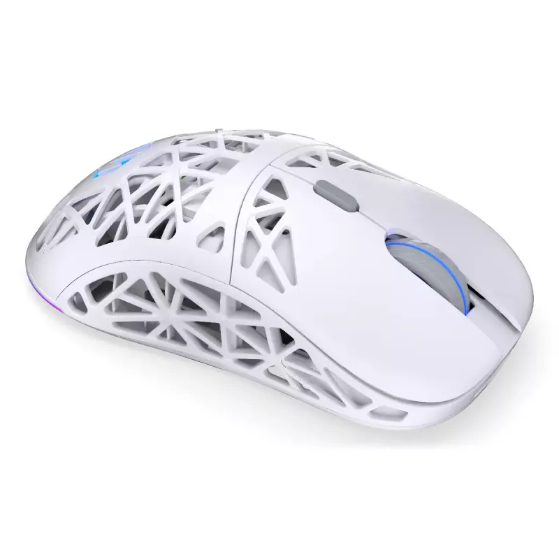 Bezprzewodowa mysz gamingowa ENDORFY LIV Onyx biały — Bluetooth/2,4 GHz, 12000 DPI, symetryczna, podświetlenie aRGB, 6 przycisków, kabel USB-A/USB-C