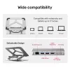 Stojak na laptopa Unitek D1109A — aluminiowy regulowany stojak z hubem USB-C, HDMI, Gigabit Ethernet (pasuje do 14–17 cali)