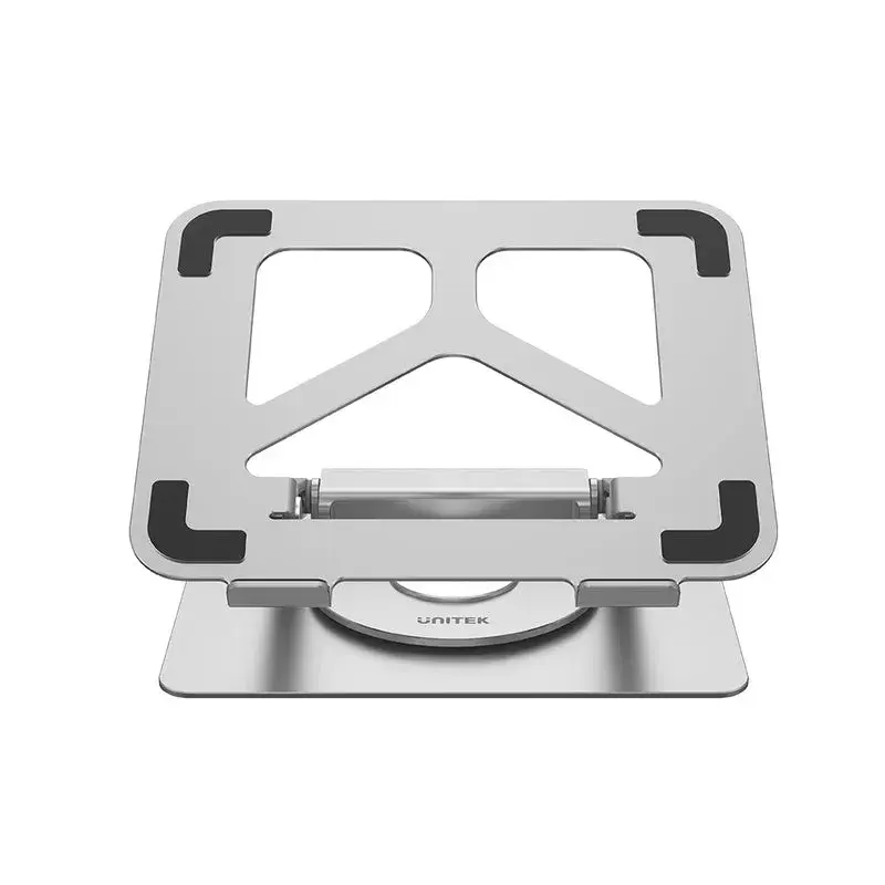 Stojak na laptopa Unitek D1109A — aluminiowy regulowany stojak z hubem USB-C, HDMI, Gigabit Ethernet (pasuje do 14–17 cali)