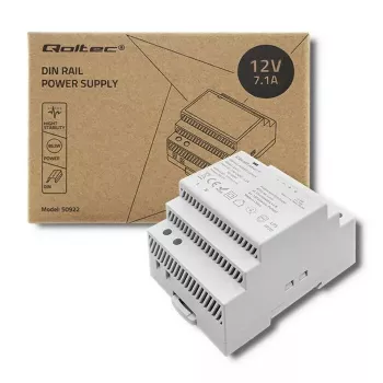 Zasilacz na szynę DIN QOLTEC 50922 — wyjście 12 V 7,1 A, 85,2 W