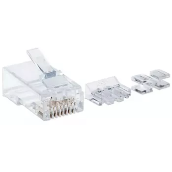 Modularne wtyki RJ45 Intellinet Pro Line, Cat6A, UTP, 3-zębne, do przewodu stałego, styki pozłacane 50 µ, opakowanie 80 szt.
