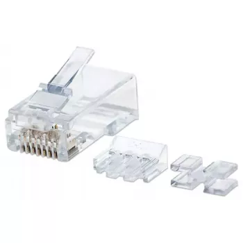 Modularne wtyki RJ45 Intellinet Pro Line, Cat6A, UTP, 3-zębne, do przewodu stałego, styki pozłacane 50 µ, opakowanie 80 szt.