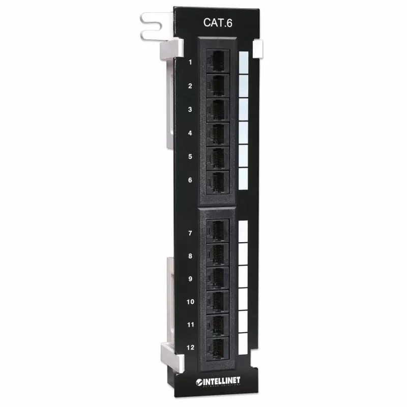 Intellinet Patch Panel, Cat6, Wall-mount, UTP, 12 Port, Czarny