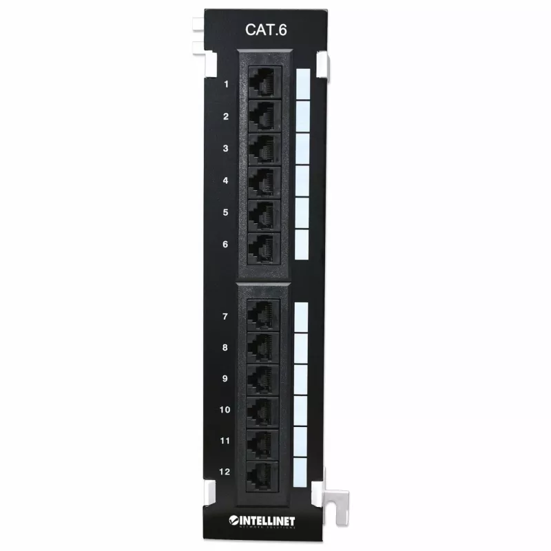 Intellinet Patch Panel, Cat6, Wall-mount, UTP, 12 Port, Czarny