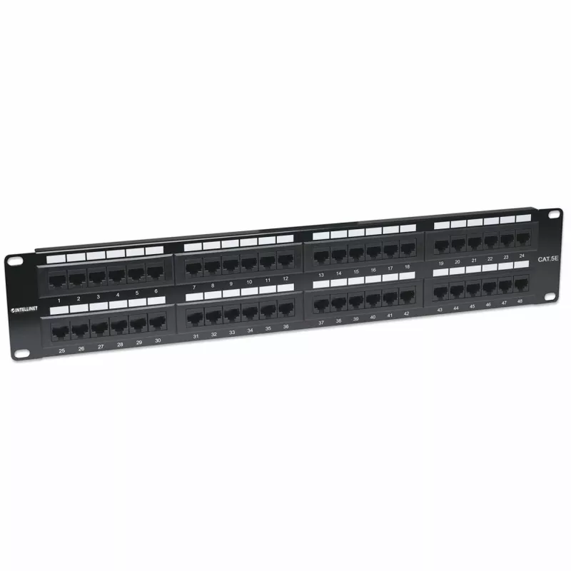 Intellinet Patch Panel, Cat5e, UTP, 48-Port, 2U, Czarny