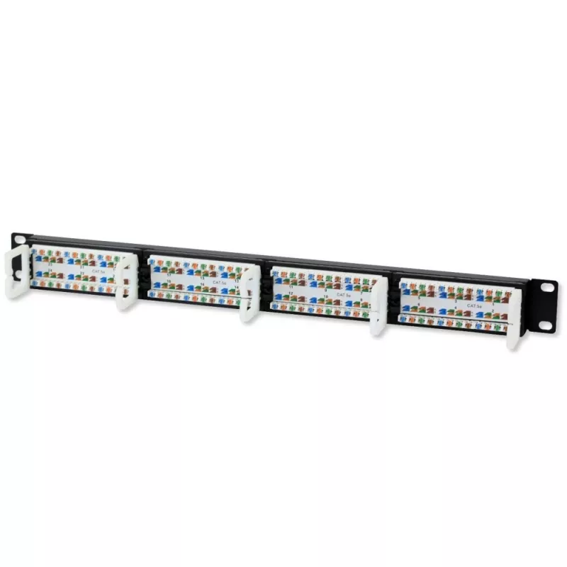 Techly Patch Panel UTP 24 Porty RJ45 Kat.5E I-PP 24-RU-C5ET, IEEE 802.3, IEEE 802.3ab, IEEE 802.3u, 10/100/1000Base-T(X), Fast Ethernet, Gigabit Ethernet, 1000 Mbit/s, RJ-45, Złote
