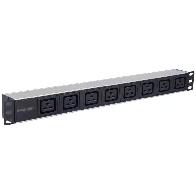 Intellinet 19-calowa 1U Rackmount 8-Wyjściowa Jednostka Dystrybucji Zasilania (PDU) C19 Z Odłączanym Kablem Zasilającym i Wejściem C20 z Tyłu