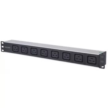 Intellinet 19-calowa 1U Rackmount 8-Wyjściowa Jednostka Dystrybucji Zasilania (PDU) C19 Z Odłączanym Kablem Zasilającym i Wejściem C20 z Tyłu