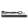 Intellinet 19-calowa 1U listwa zasilająca rack 9-gniazdowa 16A z wyłącznikiem, kabel 2m