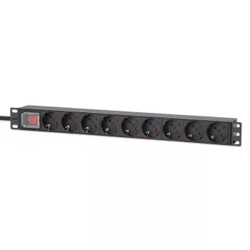 Intellinet 19-calowa 1U listwa zasilająca rack 9-gniazdowa 16A z wyłącznikiem, kabel 2m
