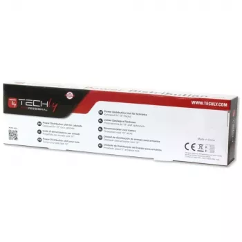 Techly I-CASE STRIP-16SH jednostka dystrybucji zasilania (PDU) 6 gniazd AC 1.5U Czarny, Srebrny