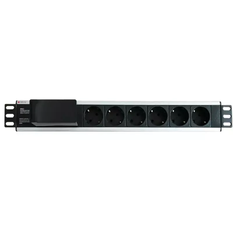 Techly I-CASE STRIP-16SH jednostka dystrybucji zasilania (PDU) 6 gniazd AC 1.5U Czarny, Srebrny
