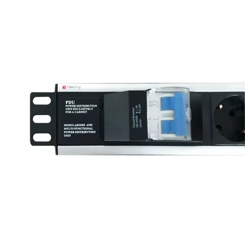 Techly I-CASE STRIP-16SH jednostka dystrybucji zasilania (PDU) 6 gniazd AC 1.5U Czarny, Srebrny