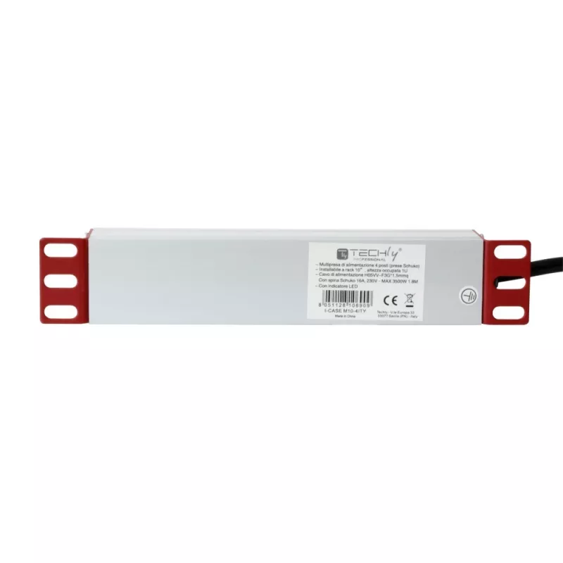 Listwa zasilająca Techly Universal Power Strip Rack 10 cali 4 gniazda Schuko Czarna Srebrna 1U