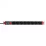 Techly Rack 19 inch Listwa zasilająca 8 gniazd Wtyczka Schuko, Power bar, Czarny, 1.05 kg
