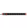 Techly Rack 19 inch Listwa zasilająca 8 gniazd Wtyczka Schuko, Power bar, Czarny, 1.05 kg