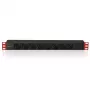 Techly Multi-Socket 8 gniazd do szafy rack 19 cali wtyczka C14 1U czarno-czerwony