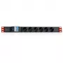 Techly I-CASE STRIP-61UD jednostka dystrybucji zasilania (PDU) 6 gniazd AC 1U Czarny, Czerwony