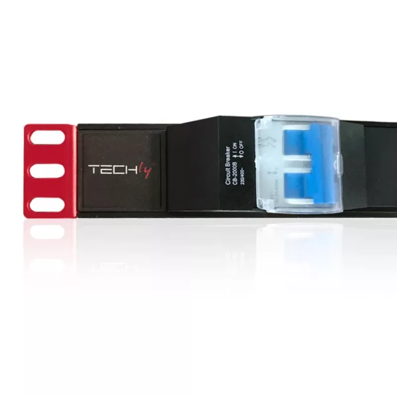 Techly I-CASE STRIP-61UD jednostka dystrybucji zasilania (PDU) 6 gniazd AC 1U Czarny, Czerwony