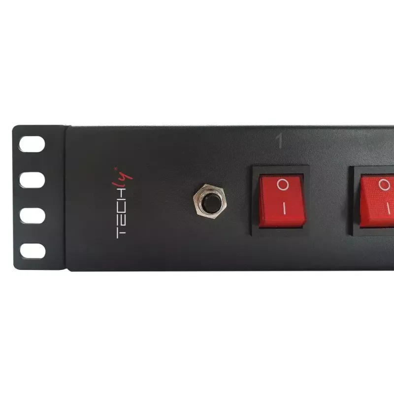 Techly 8-drożna listwa zasilająca do szafy rack 19 inch z 8 przełącznikami ON/OFF 1,5U