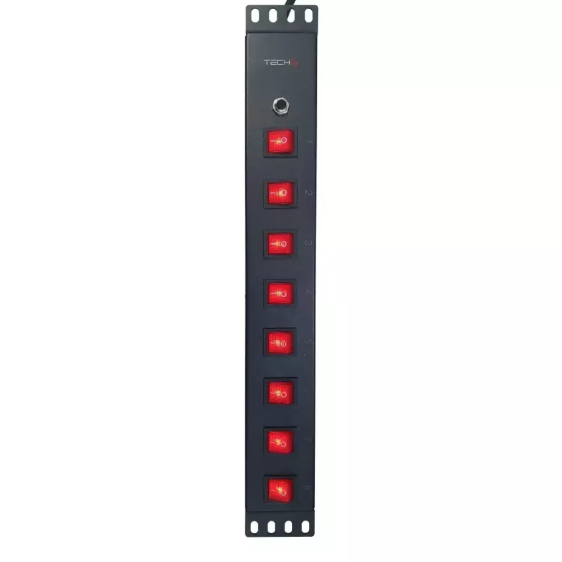 Techly 8-drożna listwa zasilająca do szafy rack 19 inch z 8 przełącznikami ON/OFF 1,5U
