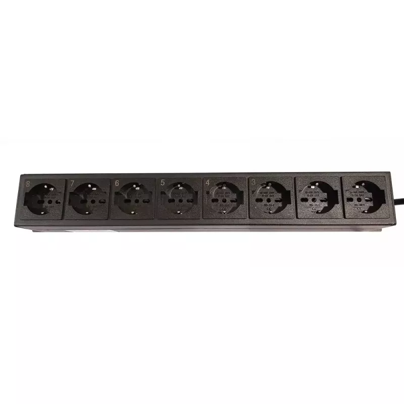 Techly 8-drożna listwa zasilająca do szafy rack 19 inch z 8 przełącznikami ON/OFF 1,5U