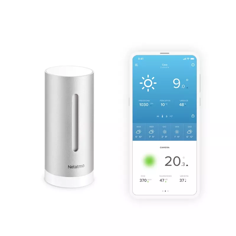 Netatmo Dodatkowy Inteligentny Moduł Wewnętrzny, Bezprzewodowy, 0,3°, 3%, Duraluminium, Aluminium, AAA