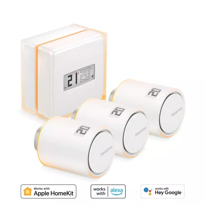 Zestaw Netatmo: Inteligentny termostat + 3 dodatkowe inteligentne zawory grzejnikowe