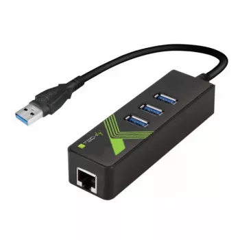 Techly IDATA USB-ETGIGA-3U2 stacja dokująca/replikator portów do laptopa USB 3.2 Gen 1 (3.1 Gen 1) Typ-A Czarny