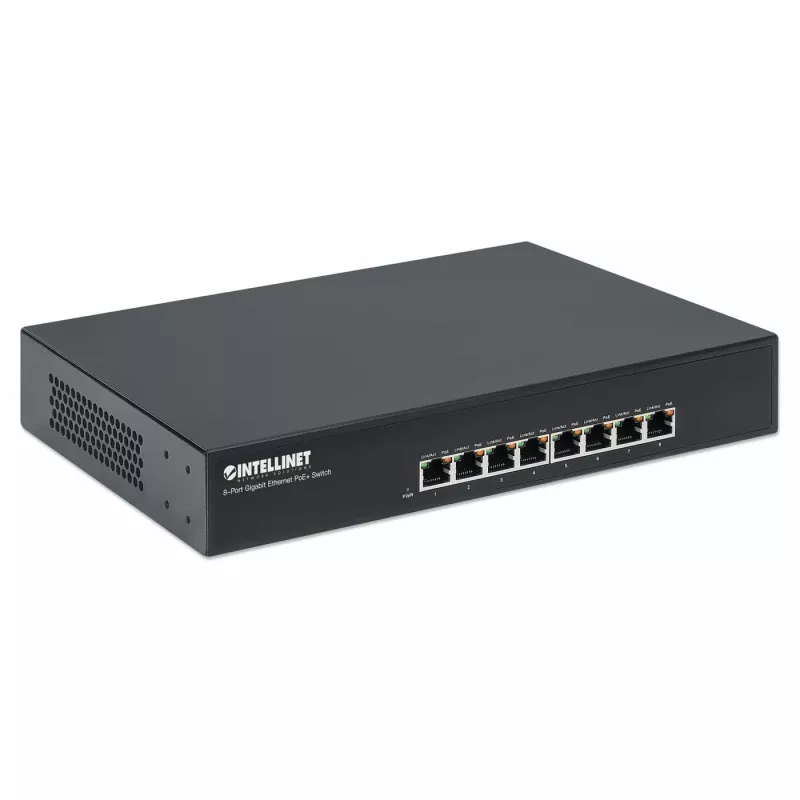Intellinet 8-portowy przełącznik Gigabit Ethernet PoE+, 8 portów PoE, IEEE 802.3at/af Power-over-Ethernet (PoE+/PoE), Endspan, Desktop, Box