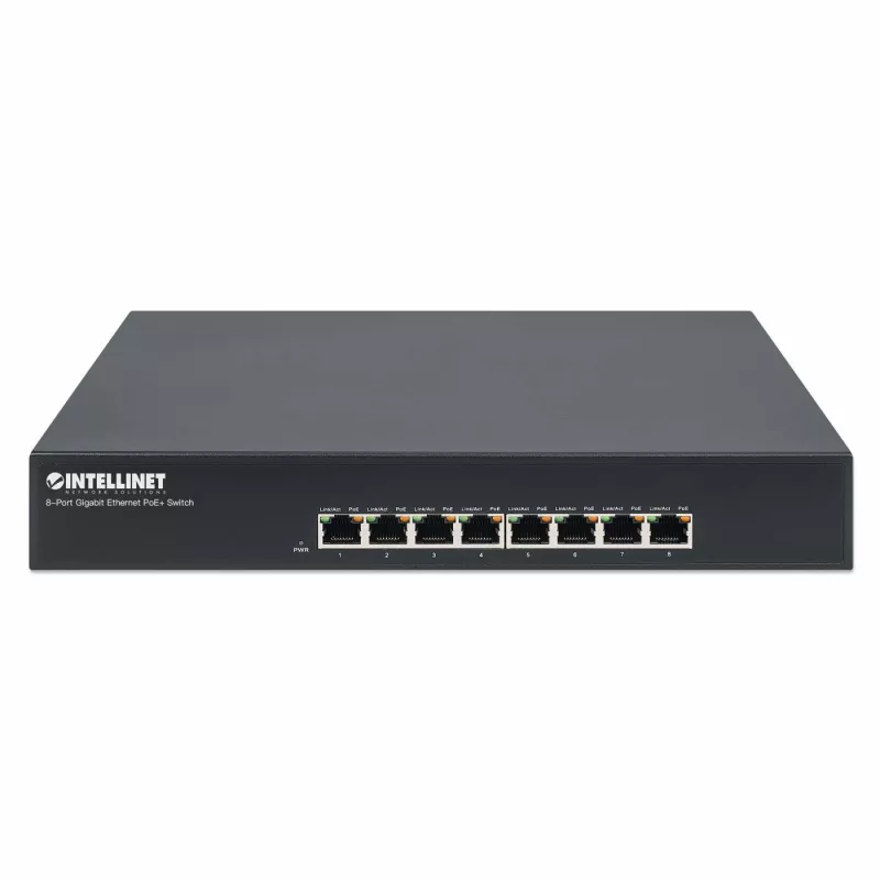 Intellinet 8-portowy przełącznik Gigabit Ethernet PoE+, 8 portów PoE, IEEE 802.3at/af Power-over-Ethernet (PoE+/PoE), Endspan, Desktop, Box
