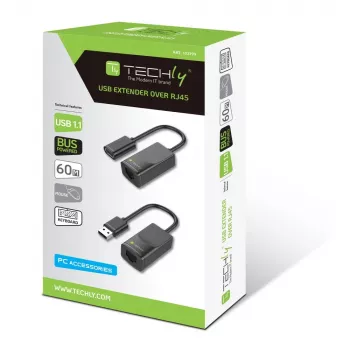 Techly IUSB-EXTENDTY2 zmiana płci kabla RJ-45 USB 2.0 Typ-A Czarny