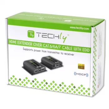 Techly IDATA EXT-E70POED Przedłużacz AV Nadajnik i odbiornik AV Czarny