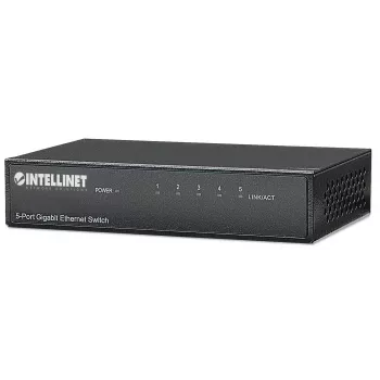 Intellinet 5-portowy przełącznik Gigabit Ethernet, rozmiar biurkowy, obudowa metalowa, IEEE 802.3az (Energy Efficient Ethernet)