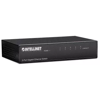 Intellinet 5-portowy przełącznik Gigabit Ethernet, rozmiar biurkowy, obudowa metalowa, IEEE 802.3az (Energy Efficient Ethernet)